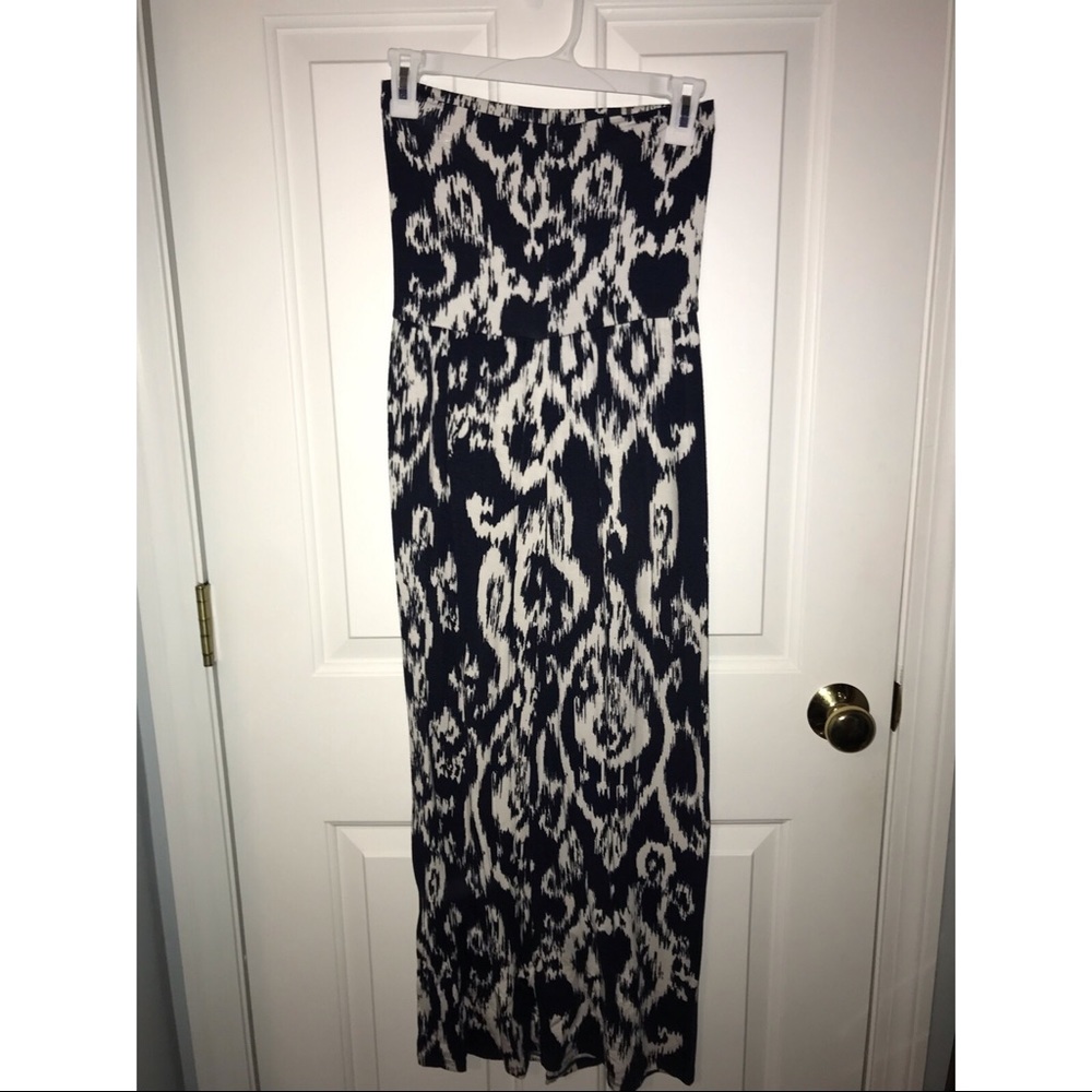 Blue and white maxi skirt